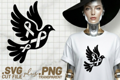 4x Breast Cancer Awareness Floral Woman Dove SVG Cuts Product Image 4
