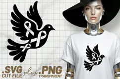 4x Breast Cancer Awareness Floral Woman Dove SVG Cuts Product Image 4