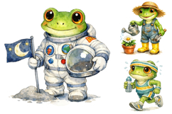 Cute Watercolor Frog Clipart Bundle Pack Product Image 4