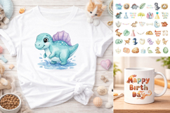 180 Watercolor Baby Dinosaur Clipart Bundle Product Image 4