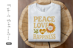 Peace Love Happiness Retro Sunflower T-Shirt Sublimation Product Image 1