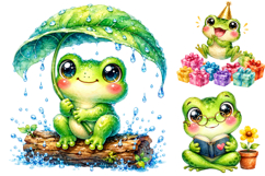 Funny Frog Watercolor Clipart Bundle, Watercolor PNG Product Image 4