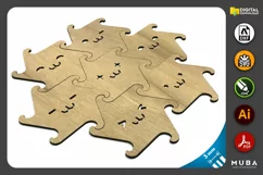 Puzzle Wooden Coasters, Wooden Jigsaw Puzzle, Laser Cut File Product Image 4