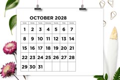 2028 Large Number Bold 8.5 x 11 Inch Calendar Template Product Image 4
