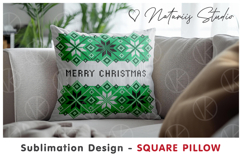 2 Cozy Christmas Knitted Designs - Sublimation Square Pillow Product Image 4