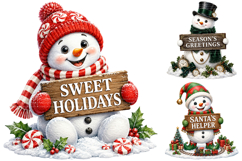 Snowman Christmas Sublimation Clipart Bundle, Winter PNG Product Image 4