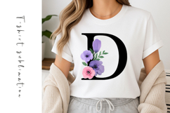 Alphabet, Letters, Monogram, Purple and Pink Flowers Product Image 1