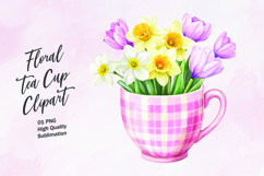Floral tea cup clipart sublimation Product Image 1