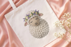 Knitted Sheep with Flower Crown PNG Product Image 4