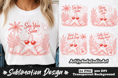 Beach Starfish Sublimation PNG | Summer Coastal Shirt Design Product Image 1