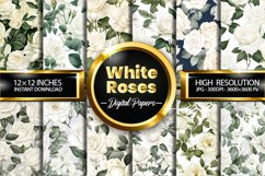 White Roses Seamless Digital Papers, Flowers Pattern Product Image 1