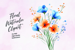 Watercolor floral clipart sublimation Product Image 1
