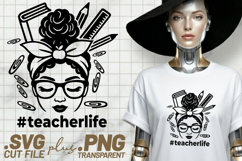 4x Teacherlife Women Face Pencils Glasses SVG Cut Files Product Image 4