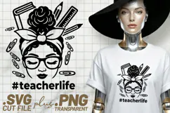 4x Teacherlife Women Face Pencils Glasses SVG Cut Files Product Image 4