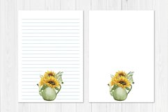 Watercolor Sunflower Stationary Template Product Image 4