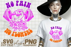4x Fitness No Pain No Flowers Nurse Dumbbell SVG Cut Files Product Image 4