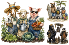 Watercolor Beach Camping Animal Clipart Product Image 4
