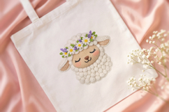 Knitted Sheep with Flower Crown PNG Product Image 4