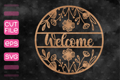6 Floral Door Hanger SVG, Spring Welcome Sign SVG Product Image 5