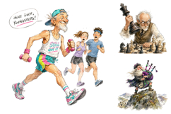 Funny Active Grandpa Clipart Bundle, Sublimation PNG Product Image 4