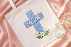 Faith Cross Knitted Lily PNG Product Image 4