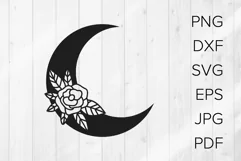Floral Moon SVG, boho moon, Flowers svg Product Image 1