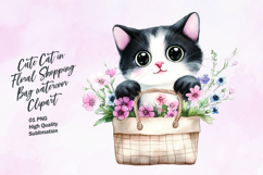 Cute cat sitting in shopping bag clipart sublimation Product Image 1