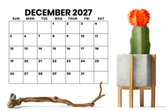 2027 8.5 x 11 Inch Large Number Calendar Template Product Image 5