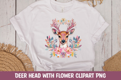 Deer floral face t-shirt sublimation PNG Product Image 1