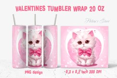 Cute Valentines cat pink tumbler wrap 20 oz sublimation Product Image 1