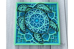 3D Turtle SVG, Layered Turtle Mandala, Shadowbox Turtle -A12 Product Image 5