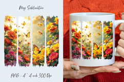 Butterfly on flowers, watercolor stripes, coffee mug Product Image 1