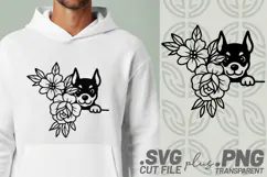 4x Dog Corner Floral Husky Yorkie Collie SVG Cut Files Shirt Product Image 4