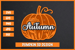 3D Pumpkin Laser cut SVG, Autumn Pumpkin SVG Product Image 1