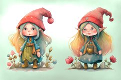 Girl gnome watercolor PNG clipart Sublimation Design Product Image 4