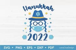Masked Hanukkah 2022 SVG, Funny Covid Hanukkah SVG Product Image 1