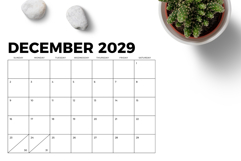 2029 8.5 x 11 Inch Bold Sans Serif Calendar Template Product Image 5