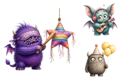 Birthday Creepy Monster Clipart Bundle Product Image 4