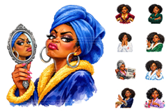 Funny Sassy Black Women Self Care Clipart Product Image 4