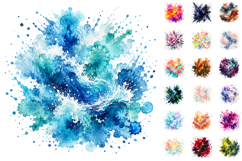 100 Abstract Watercolor Splash Clipart Bundle, Sublimation Product Image 4