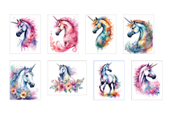 Set of 19 Unicorns in Flowers Watercolor Vector Product Image 3