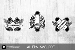 Set of skateboarding club emblems with skulls. Product Image 4