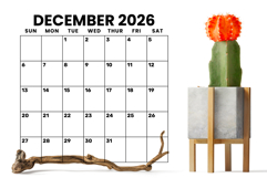 2026 Square 12 x 12 Inch Large Number Calendar Template Product Image 5