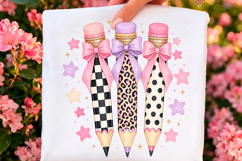 Coquette Pencil Bow PNG Back to School Product Image 1