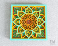 3D Mandala Pattern Shadow Box Mandala SVG DXF - 001SB Product Image 4