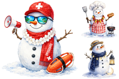 Summer Snowman Clipart Bundle, Christmas in July PNG Product Image 4
