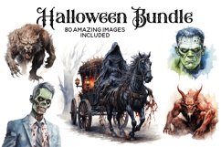 MEGA Halloween Watercolor Clipart Bundle - 80 IMAGES! Product Image 5