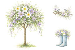 Watercolor Floral Clipart Bundle, Garden Clipart PNG Product Image 1