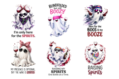 Halloween Ghost Wine Sublimation PNG Clipart Bundle Product Image 4