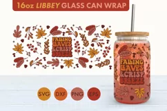 Autumn Fall Leaves SVG PNG 16 oz Libbey Glass Can Wrap Product Image 4